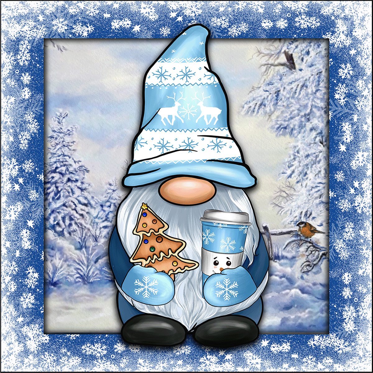 Christmas Gnome Coaster Set - Blue