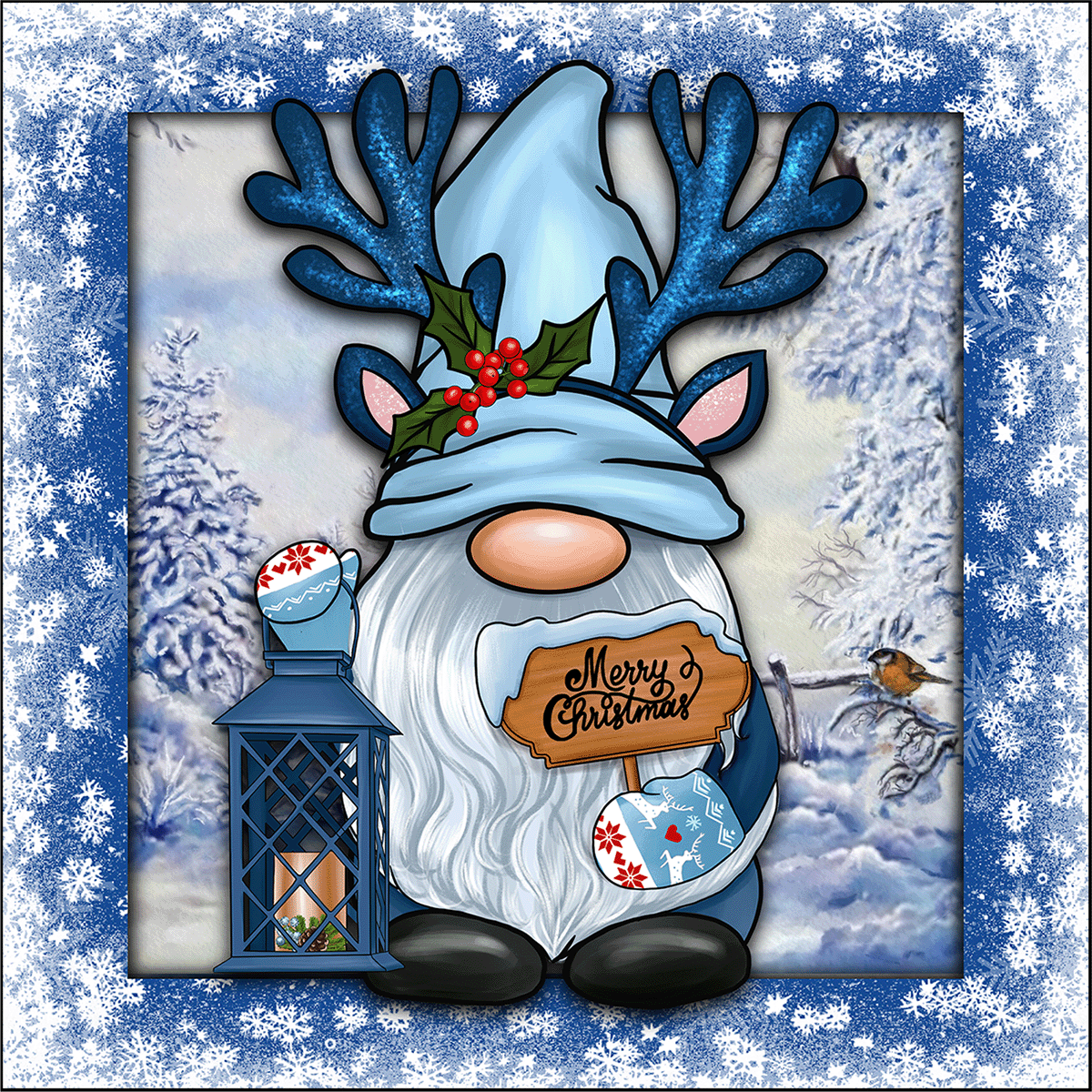 Christmas Gnome Coaster Set - Blue