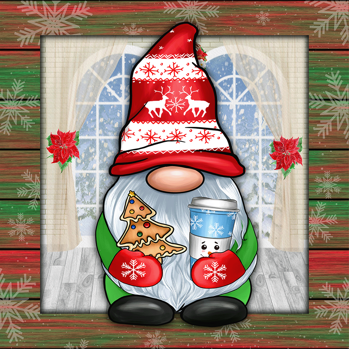Christmas Gnome Coaster Set - Red