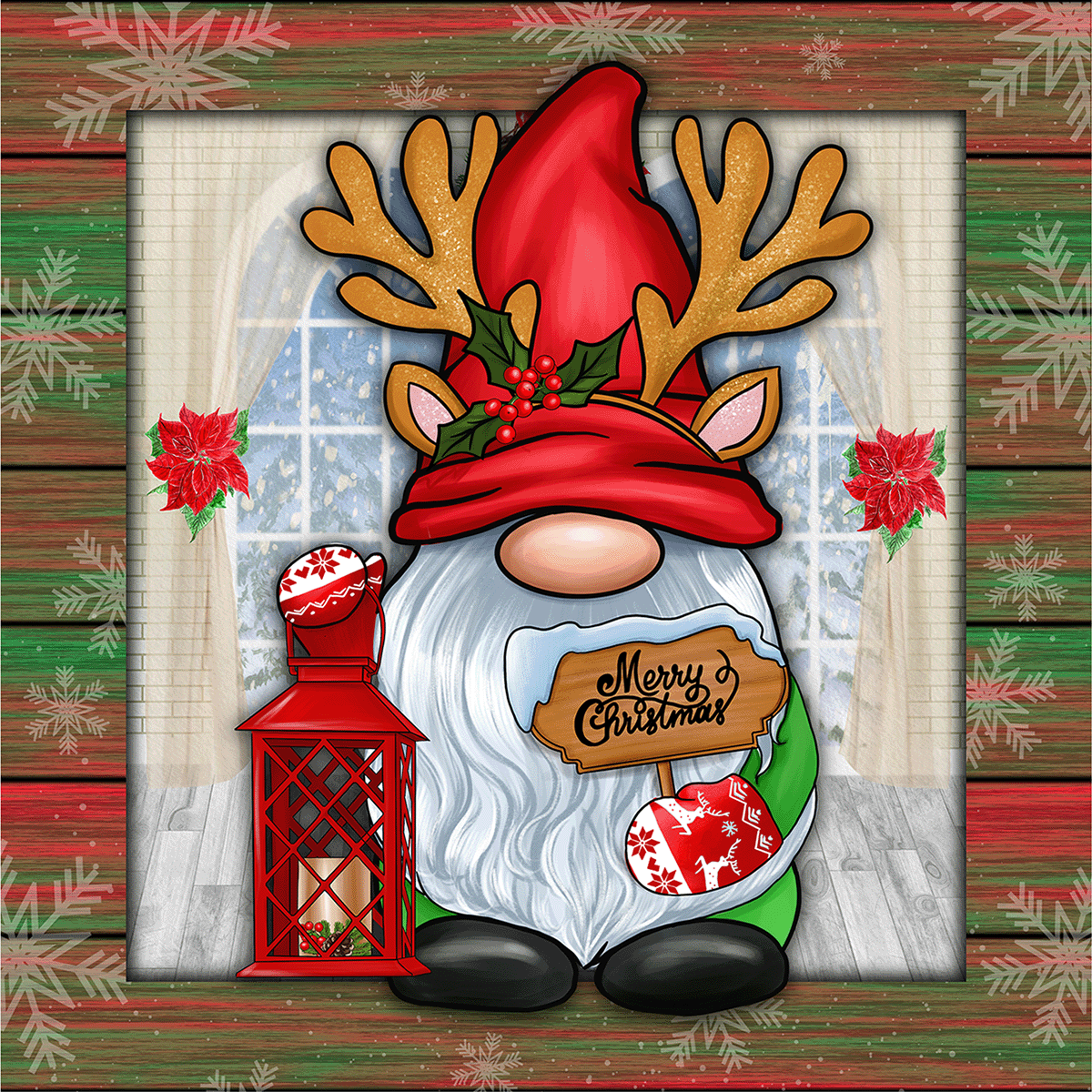 Christmas Gnome Coaster Set - Red