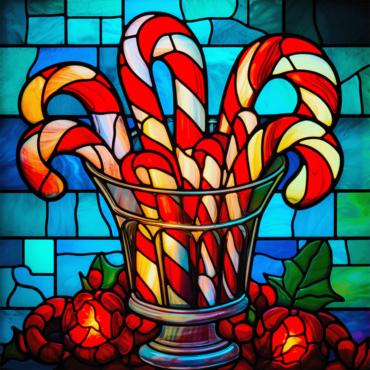 Christmas Coaster Set - Stained Glass Look