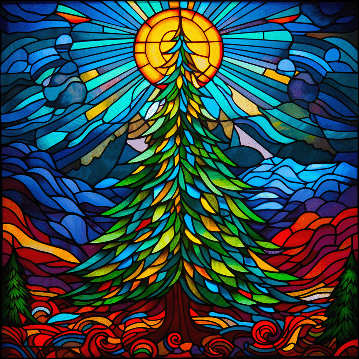 Christmas Coaster Set - Stained Glass Look