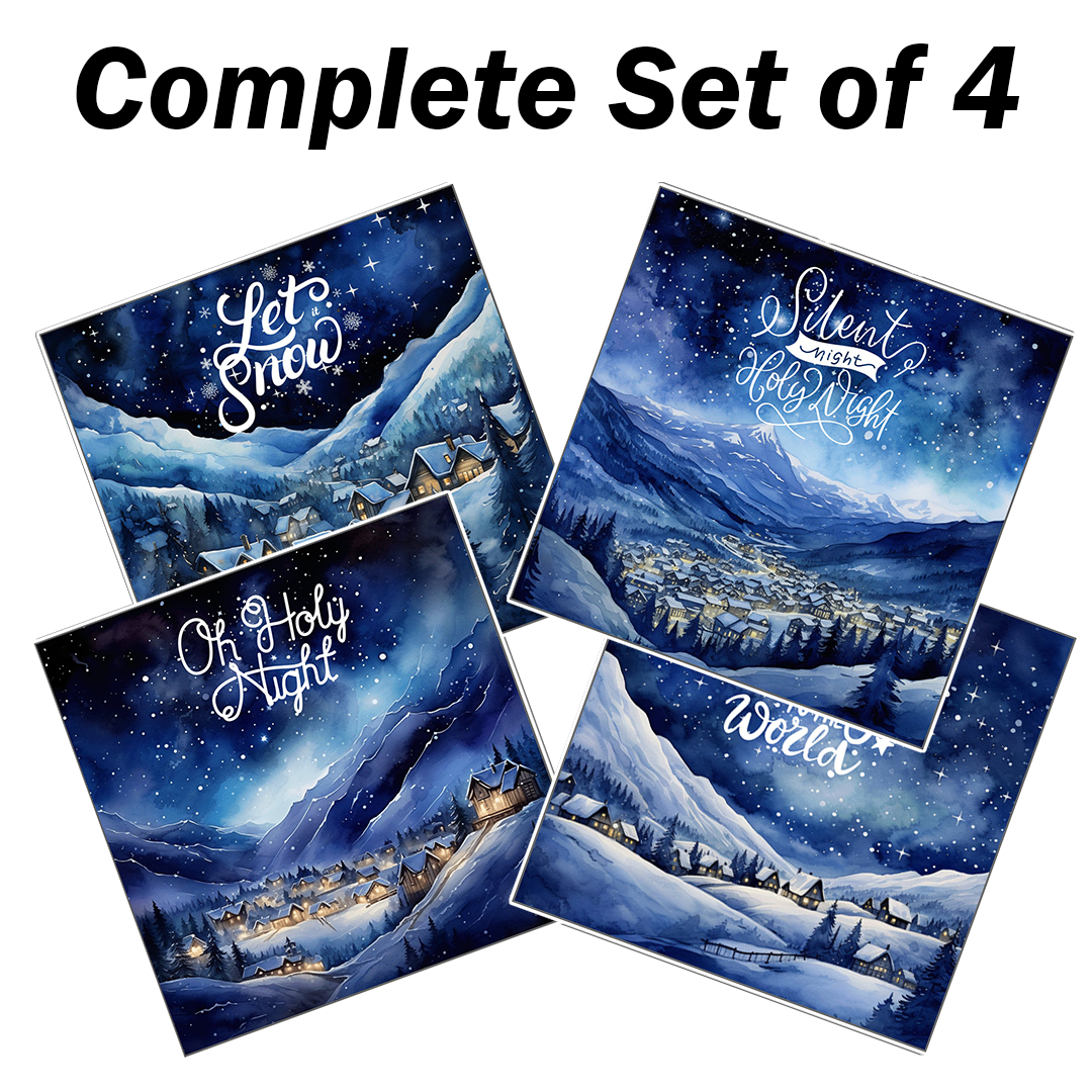 Christmas Trivets - Snowy Mountain Village