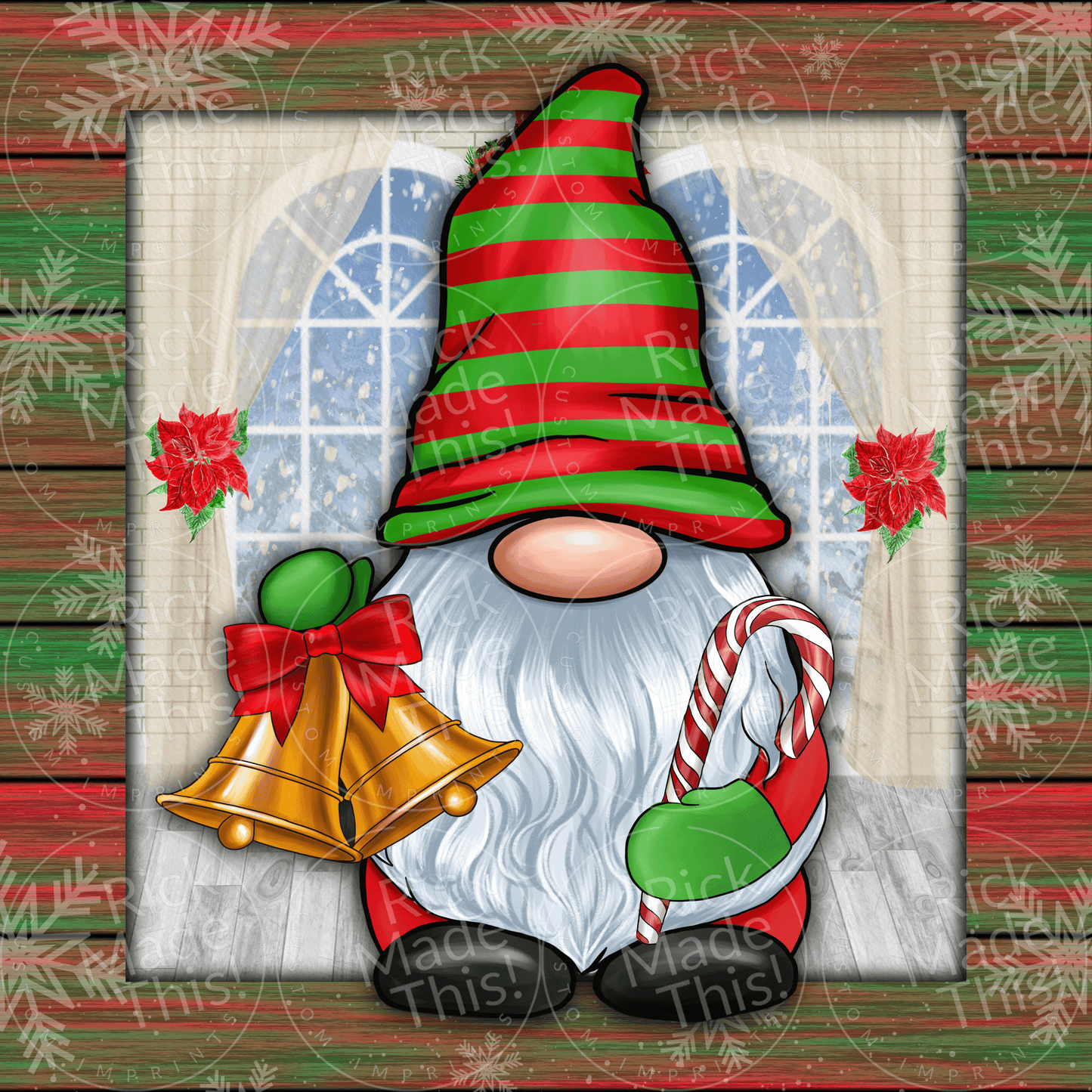 Holiday Hanging Decoration - Christmas Gnomes (Design #4)