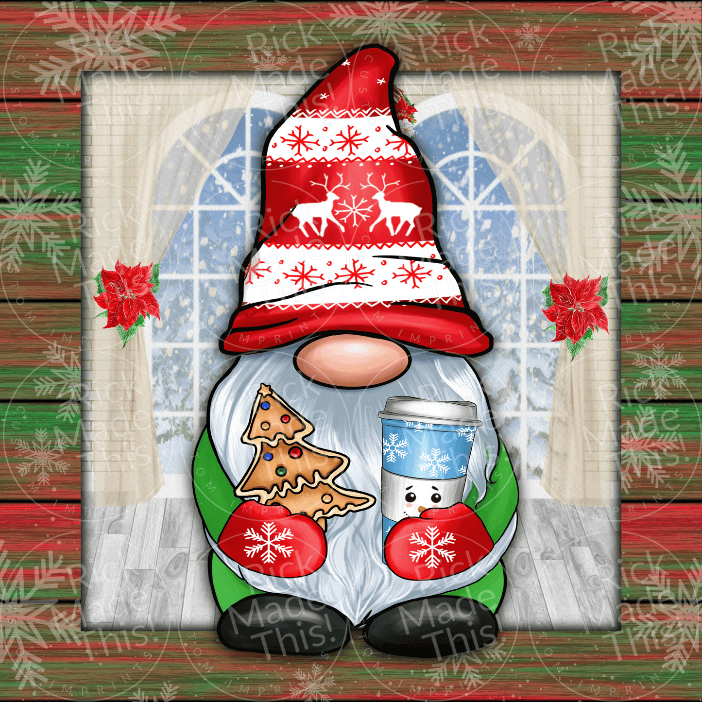 Holiday Hanging Decoration - Christmas Gnomes (Design #4)