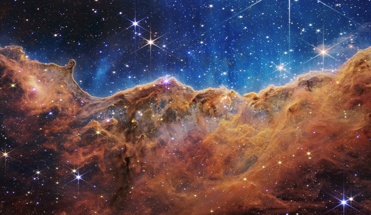 “Cosmic Cliffs” in the Carina Nebula - Metal Print by James Webb Space Telescope