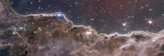 “Cosmic Cliffs” in the Carina Nebula (Composite Image) - Metal Print by James Webb Space Telescope