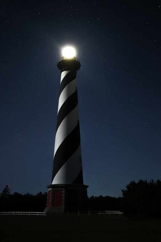 Cape Hatteras Lighthouse at Night - Metal Print