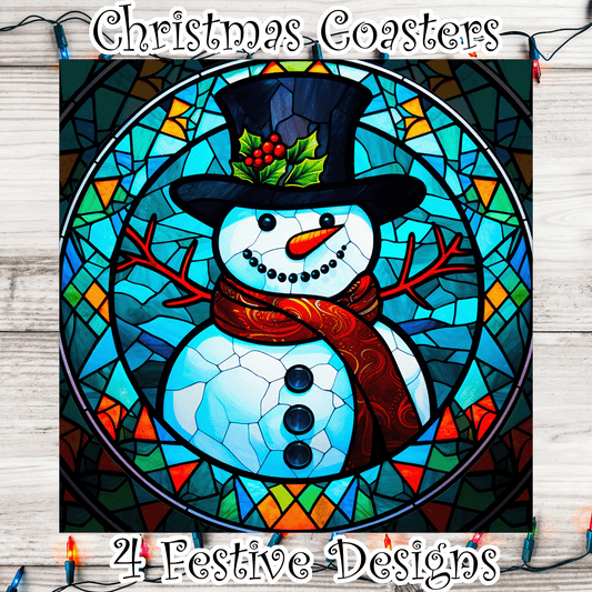 Christmas Coaster Set - Stained Glass Look