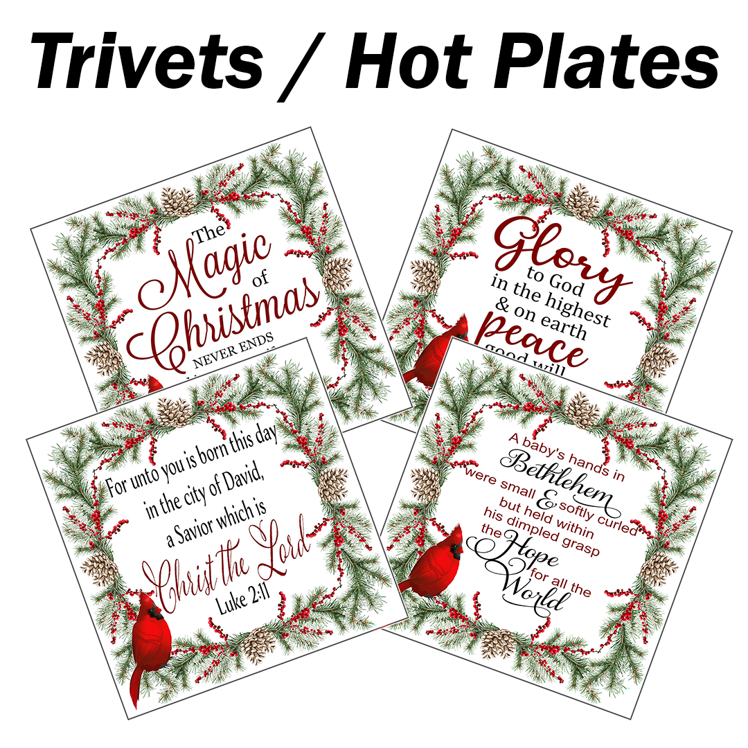 Christmas Trivets - Red Cardinals - 4 Designs