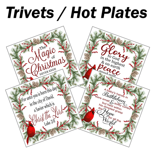 Christmas Trivets - Red Cardinals - 4 Designs
