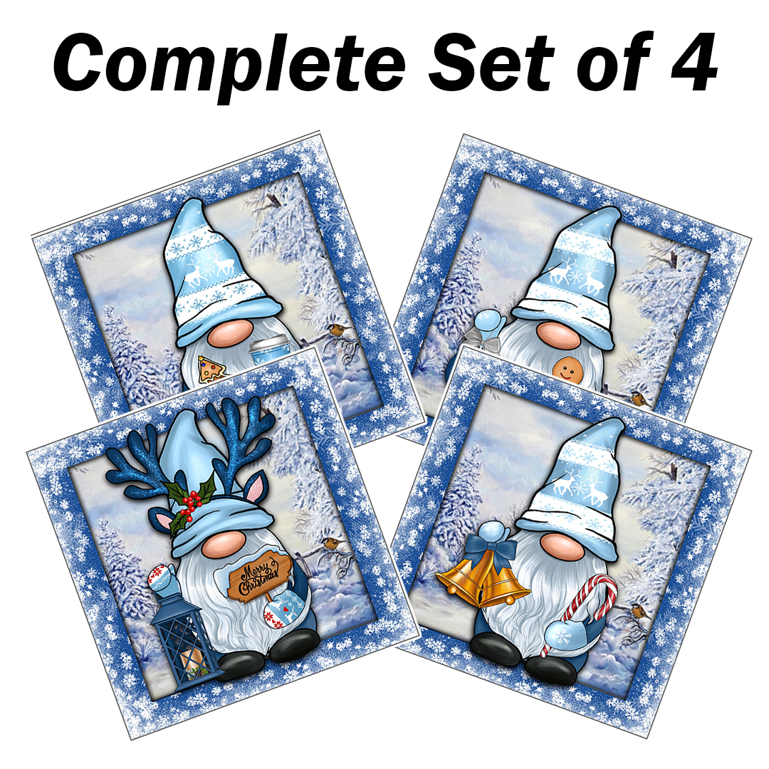 Christmas Gnome Trivets - Blue & Silver