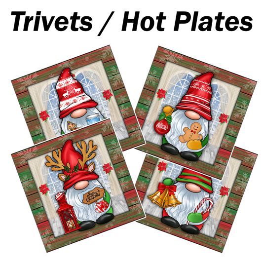 Christmas Gnome Trivets - Red & Green