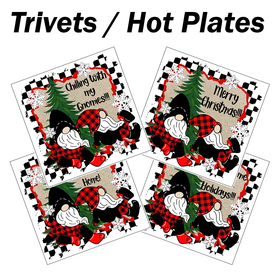 Christmas Gnome Trivets - Red and Black