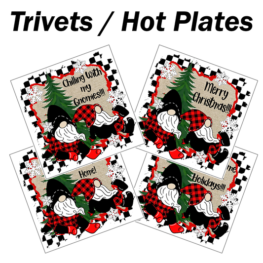Christmas Gnome Trivets - Red and Black