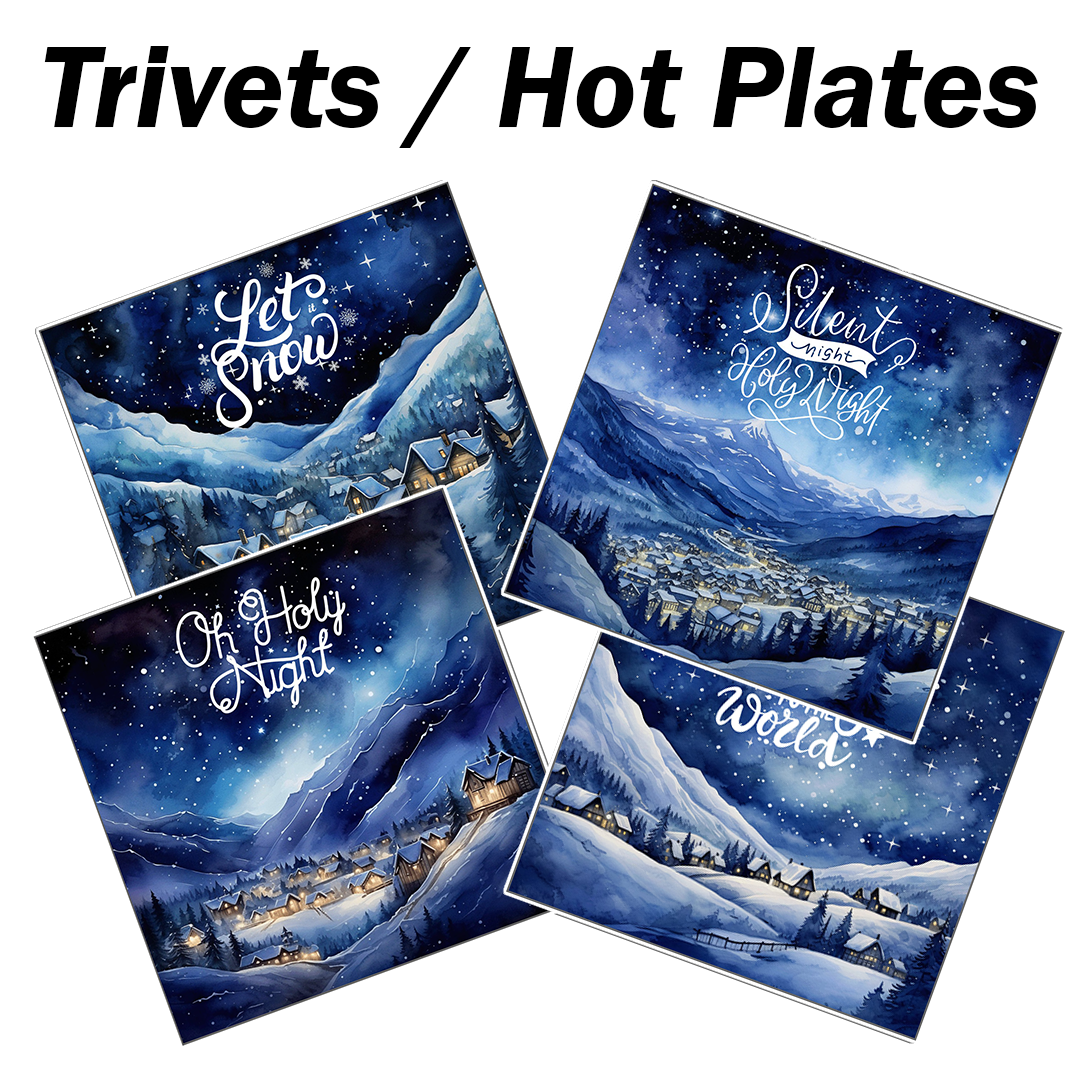 Christmas Trivets - Snowy Mountain Village