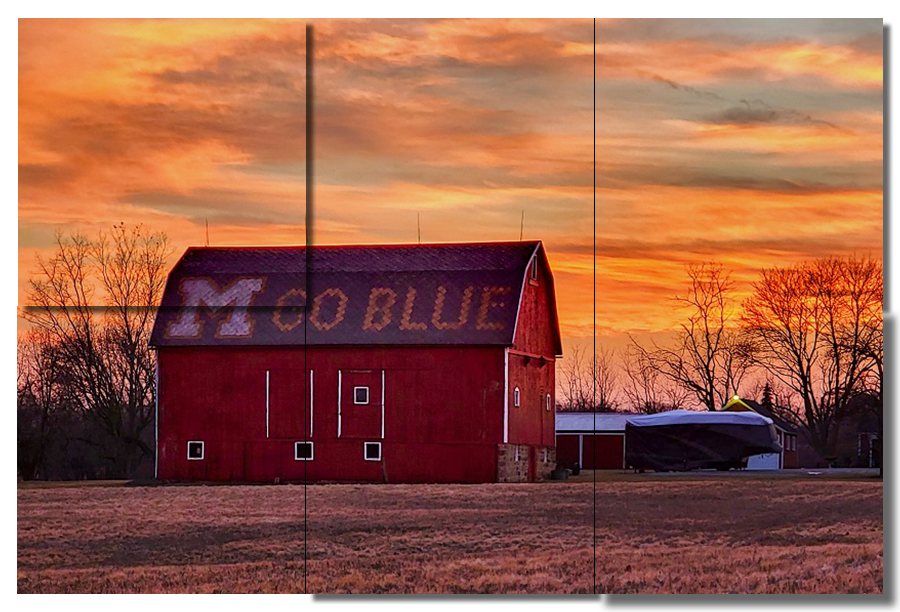 M Go Blue Barn - Metal Prints, Photo Slates, Coasters