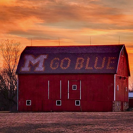 M Go Blue Barn - Metal Prints, Photo Slates, Coasters