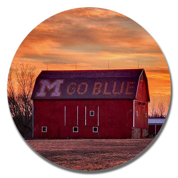 M Go Blue Barn - Metal Prints, Photo Slates, Coasters