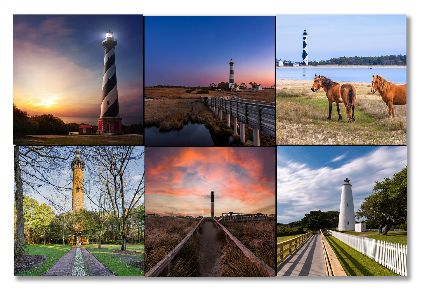 North Carolina Lighthouses- Six Panel Metal Print