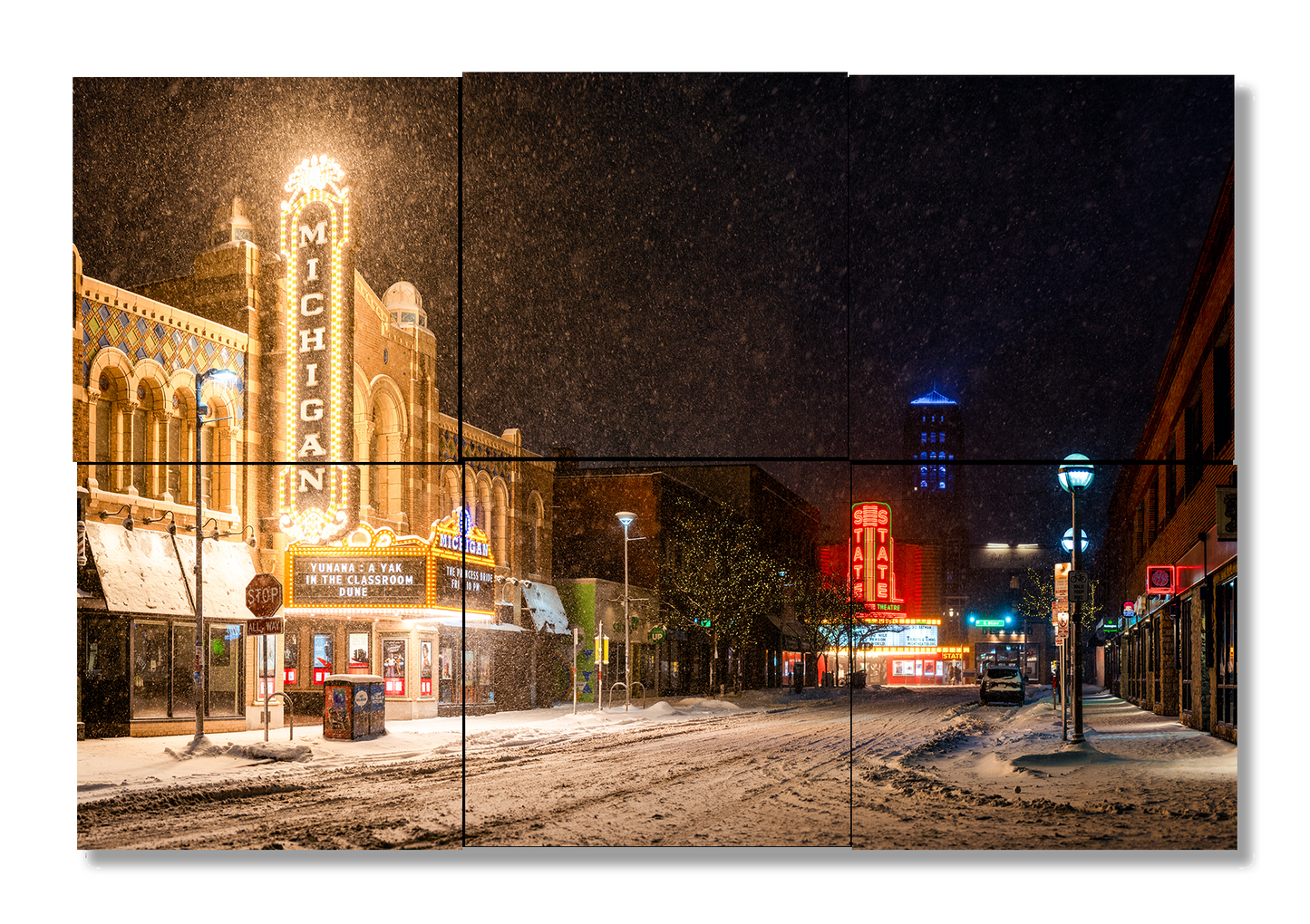 Snowy Night on Liberty - Metal Prints & Photo Slates