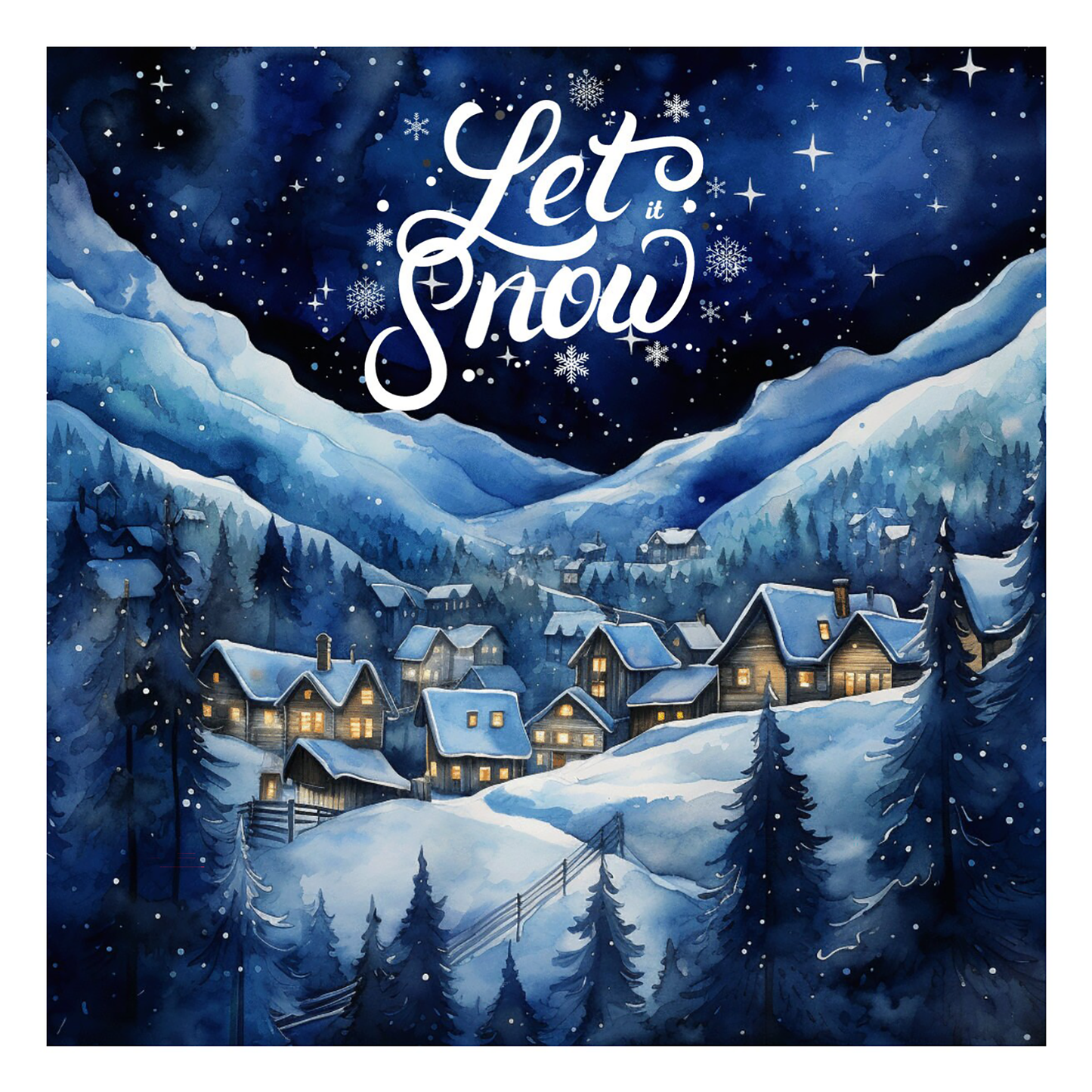 Christmas Trivets - Snowy Mountain Village