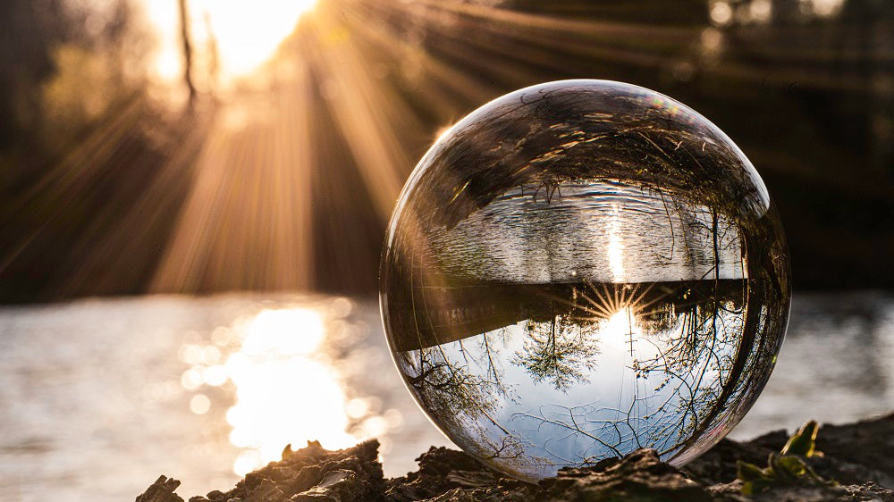 River in Sunlight Through Crystal Ball - Metal Print by Brad West Photography