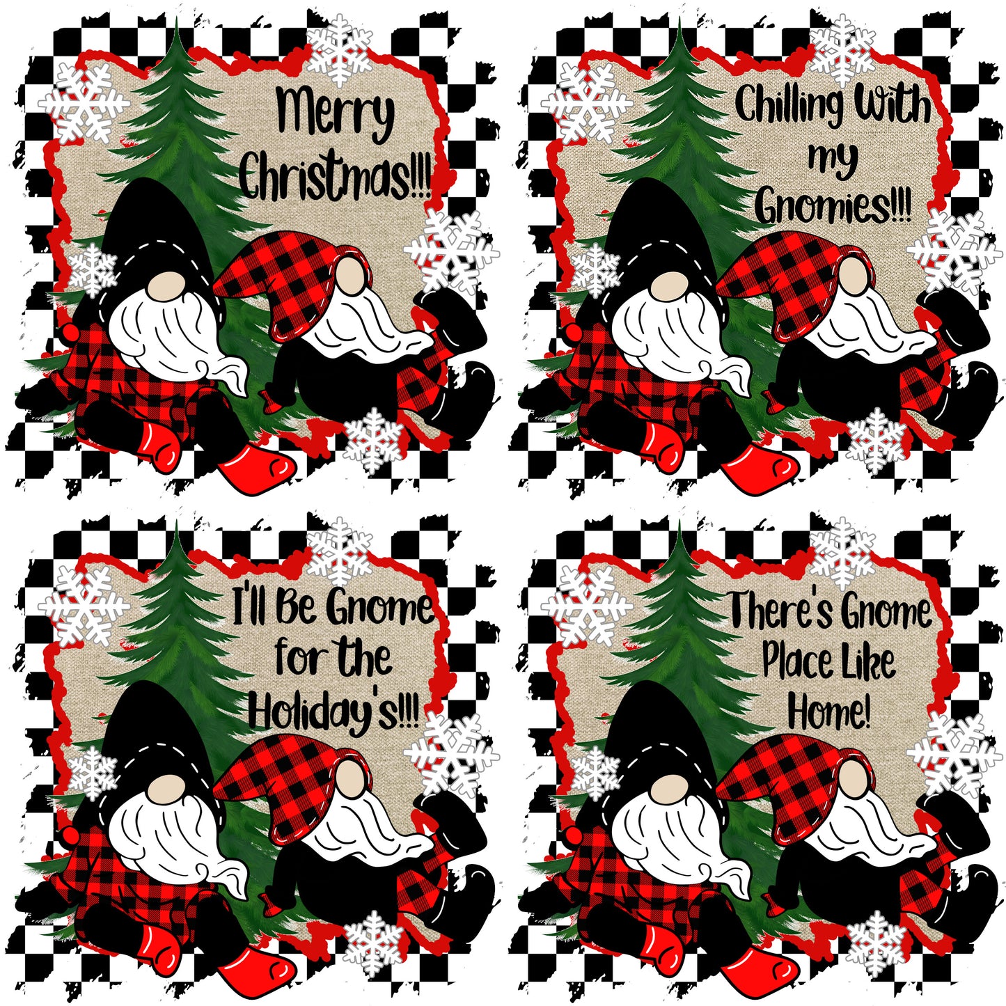 Coaster Set - Christmas Gnomes - Set of 4