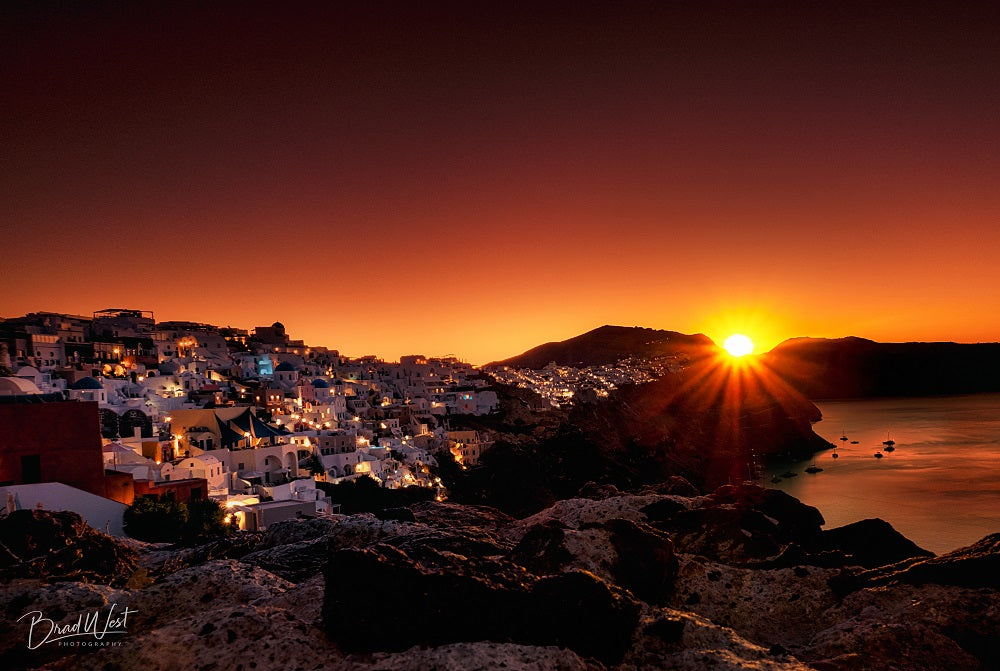 Santorini Sunrise - Metal Print by Brad West Photography